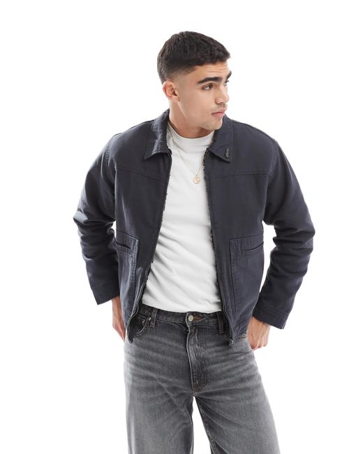 Pull&Bear Blue Boxy Fit Zip Through Jacket for men