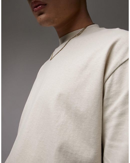 T-shirt oversize - taupe Topman pour homme en coloris Gray