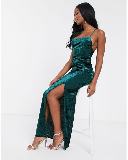 Club L London Velvet Square Neck Maxi 