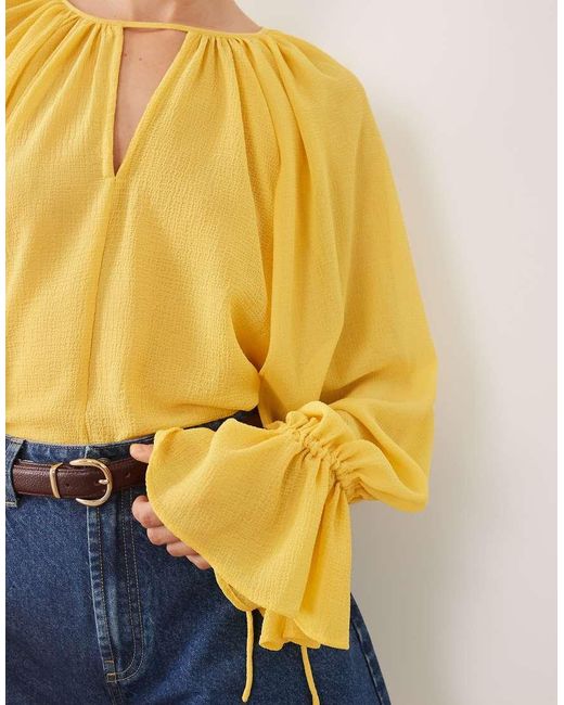 ASOS Yellow Cape Detail Chiffon Blouse
