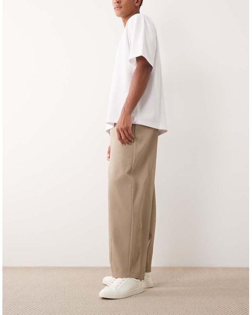 ASOS Natural Tailored Barrel Leg Trousers for men