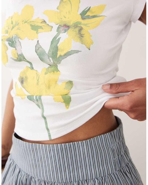 ASOS White Baby Tee With Flower Painting Graphic
