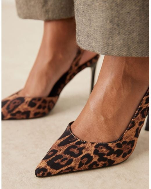 ASOS Black – polar d'orsay – slingback-schuhe mit leopardenmuster und hohem absatz