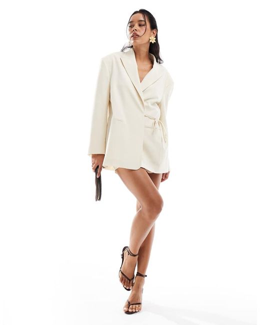 Americana Amarillo Crema Extragrande Con Lazada Lateral De (Parte De Un Conjunto)-Blanco ASOS de color White