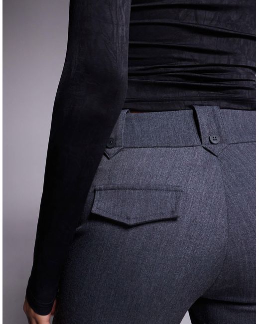 Kittie - pantalon coupe évasée ajustée d'ensemble à taille haute et détail boutonné - anthracite Tiger Mist en coloris Blue