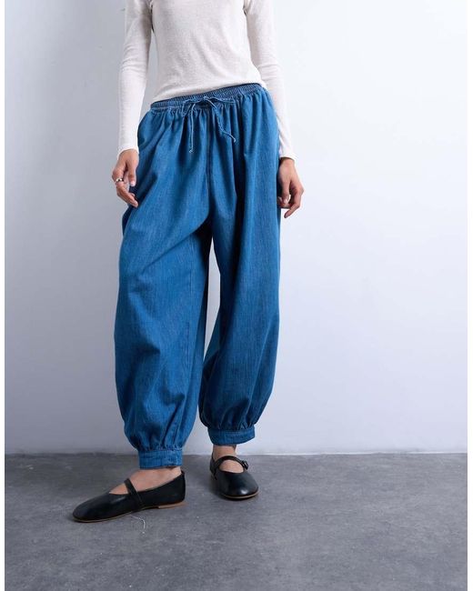 TOPSHOP Blue Mid Rise Balloon Jean