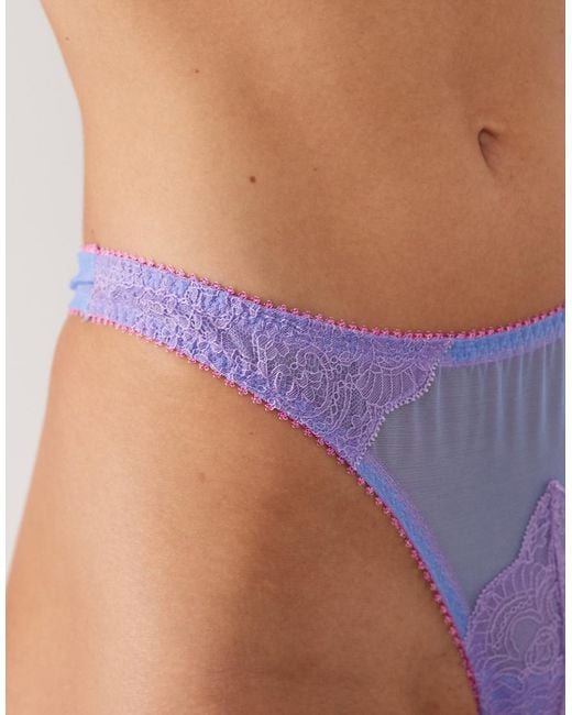 Dora Larsen Blue Eira Lace And Tulle Thong