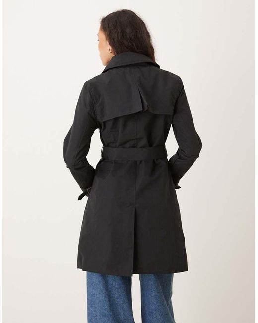 Brave Soul Blue Double Breasted Belted Trench Coat