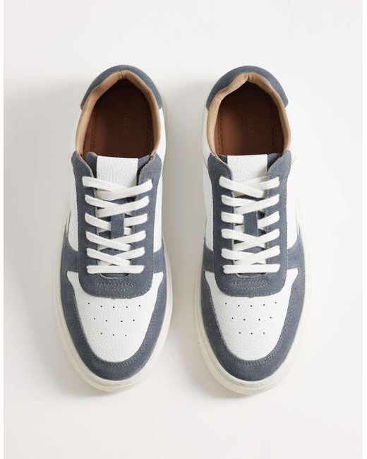 ASOS Blue Panelled Lace Up Trainers With Gum Sole for men