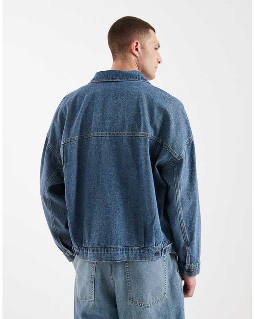 ASOS Blue Oversized Trucker Denim Jacket for men