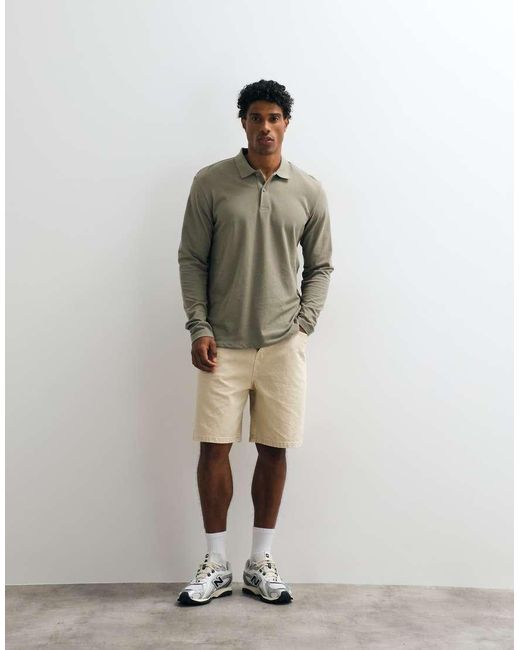 Jack & Jones Green Pique Long Sleeve Polo for men