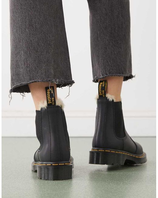 Dr. Martens Black 2976 Leonore Fur Lined Chelsea Boots