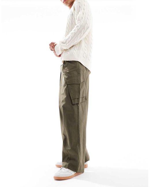 ASOS Natural Loose Pull On Cargo Pants for men