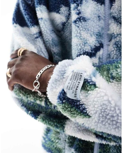 Levi's Jacquard Alpine Peaks Print Sherpa Full Zip Jacket in Blue for ...