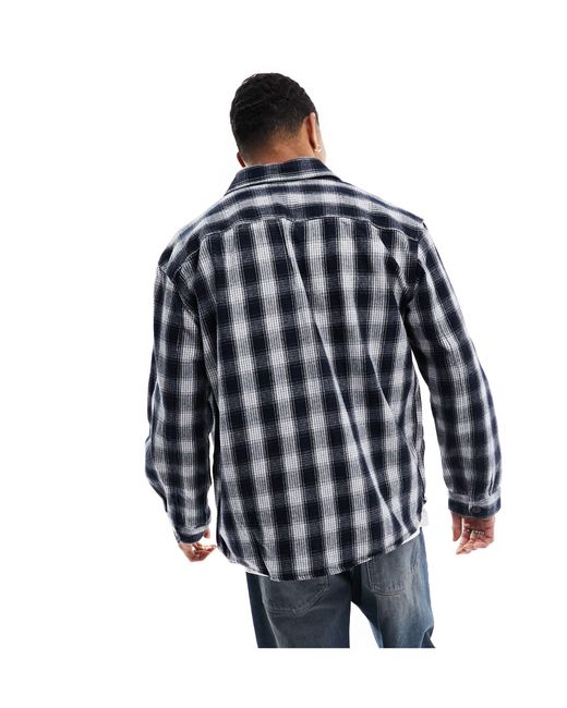 SELECTED Blue Flannel Check Overshirt for men