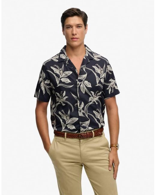 Superdry Gray Hawaiian Print Short Sleeve Shirt for men