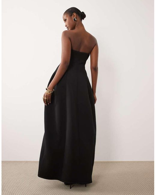 ASOS Black Structured Volume Bandeau Maxi Dress