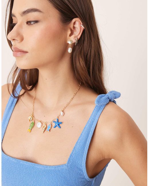& Other Stories Blue Textured Swimsuit With Knot Detail