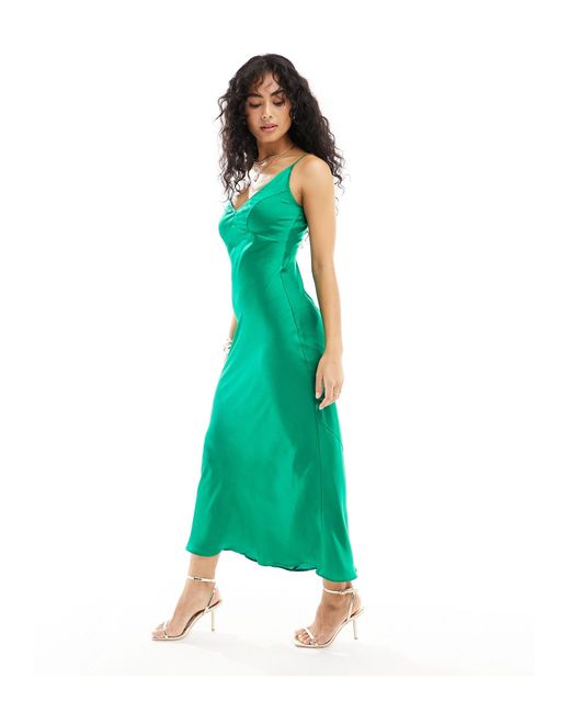 ASOS Green High Apex Maxi Slip Dress