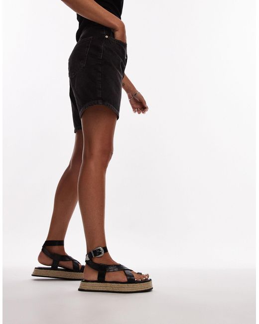 TOPSHOP Brown Jackson Strappy Espadrille Sandal With Toe Loop