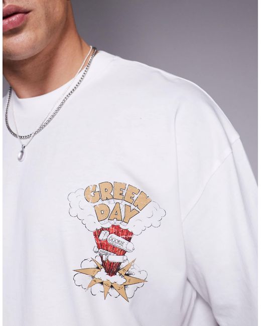 ASOS White Unisex Oversized License T-shirt With Green Day Prints