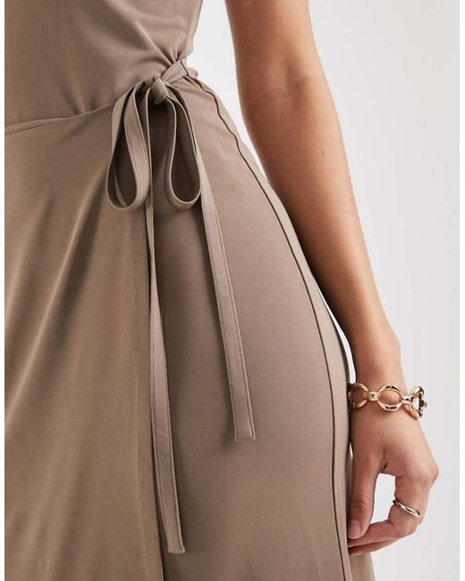 & Other Stories Natural High Neck Tie Waist Midi Dress