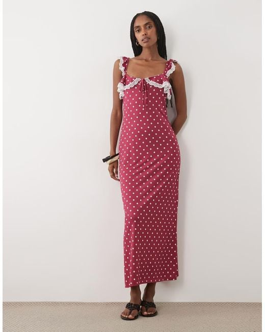 Miss Selfridge Red Flutter Strap Cami Maxi Dress