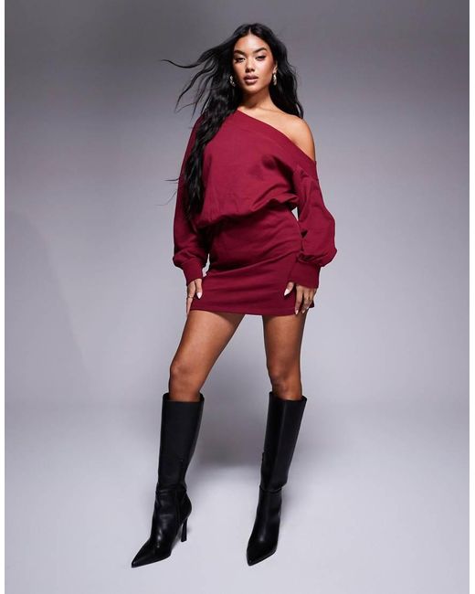 ASOS Red Asymmetric Mini Sweats Dress