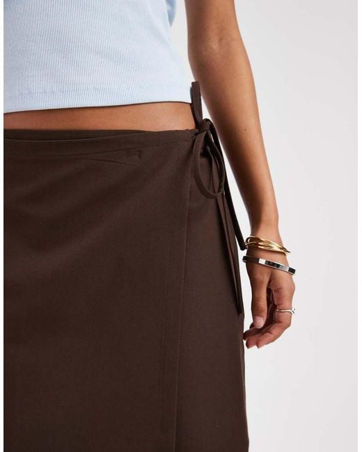 Pieces White Tie Side Woven Mini Skirt