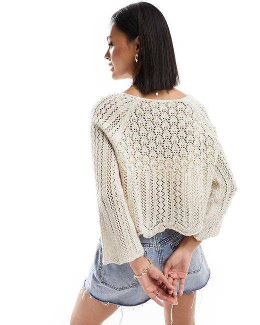 ONLY Gehaakte Top Met Wijde Mouwen in het White