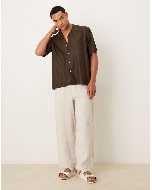 SELECTED Brown Revere Collar Shirt for men