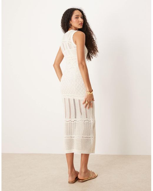 New Look White Crochet Detail Knitted Maxi Dress
