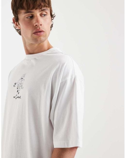 ASOS Gray Oversized T-Shirt With The Simpson Print for men