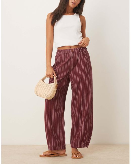ASOS Red Launde Pull On Barrel Trousers