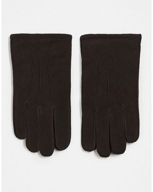 ASOS Black Premium Suede Leather Gloves for men