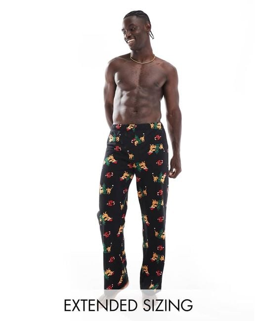 ASOS Black Christmas Dachshund Lounge Pants for men