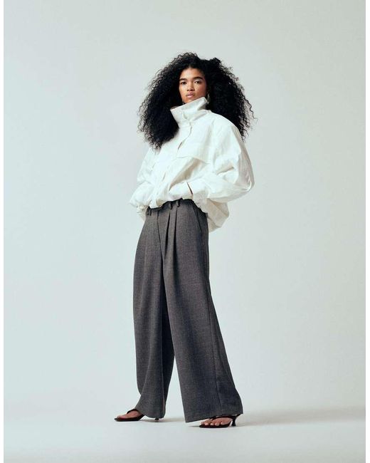 ASOS Gray Iconic Funnel Neck Sports Jacket