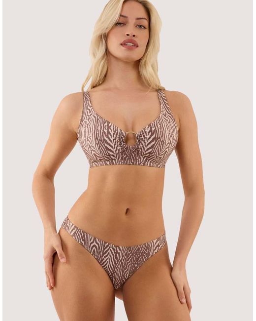 Wolf & Whistle Multicolor Raquel Tiger Print Crop Bikini Top With Tortoise Shell Ring