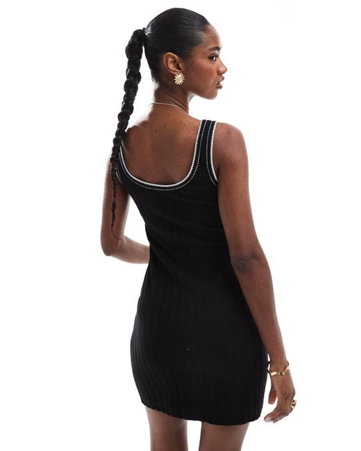 Miss Selfridge Black Contrast Seam Pocket Detail Mini Dress