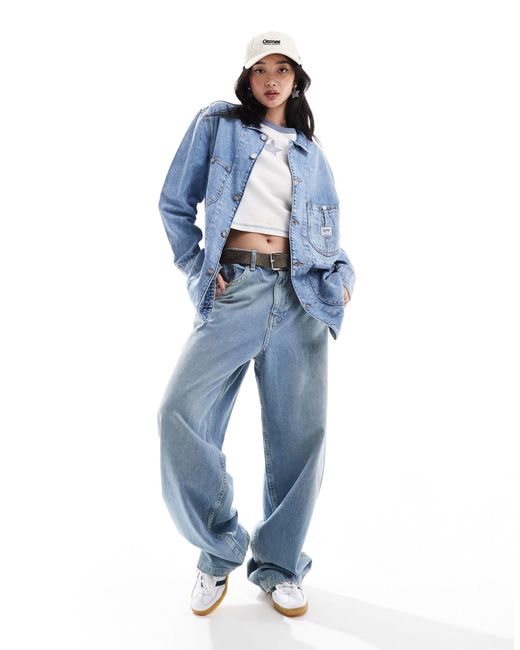 Veste en jean style workwear avec étiquette - moyen délavé Lee Jeans en coloris Blue