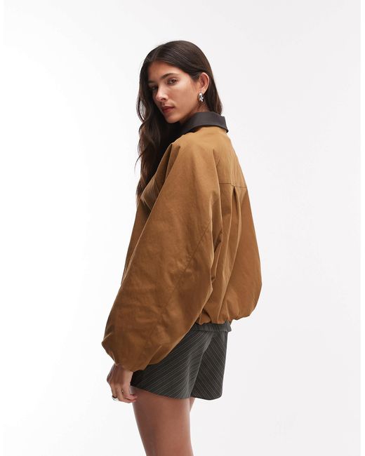 Kaiia Brown Exclusive Technical Button Through Toggle Detail Collared Jacket