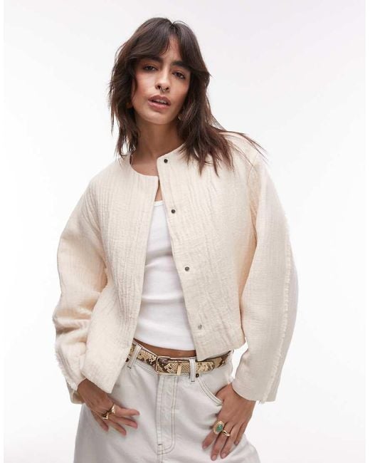 Mango Natural Cotton Structured Drop Shoulder Jacket