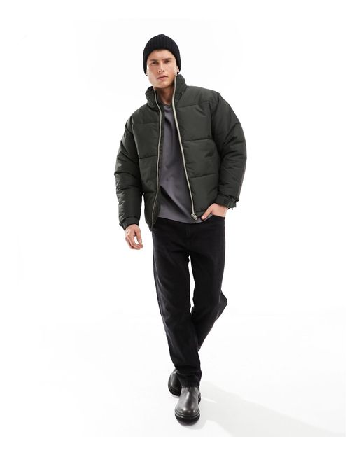 Only & Sons Black Heavyweight Boxy Cropped Puffer Jacket for men