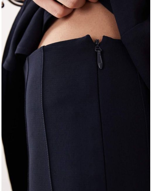 ASOS Blue Tailored High Waist Corset Detail Palazzo Trousers Co-Ord