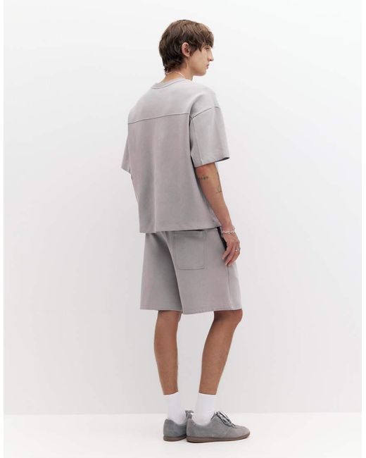 Pull&Bear White Interlock Jogger Bermuda Shorts for men