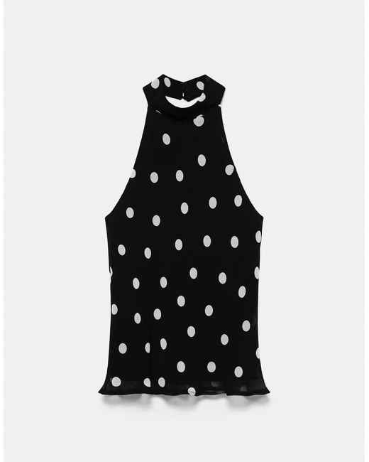 Pull&Bear White Polka Dot Halter Top