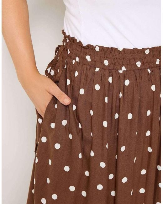 Yours Clothing Brown Polka Dot Midi Skirt