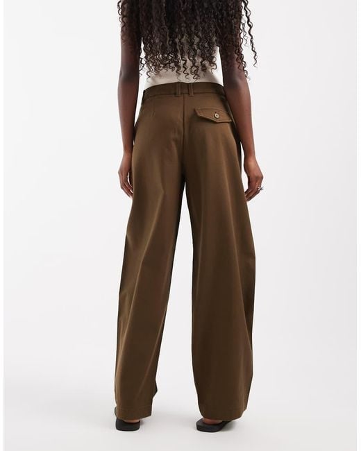 JJXX Green High Waisted Barrel Fit Trousers