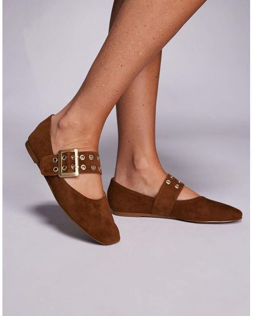Steve Madden Brown Atlantica Buckle Detail Ballet Flats