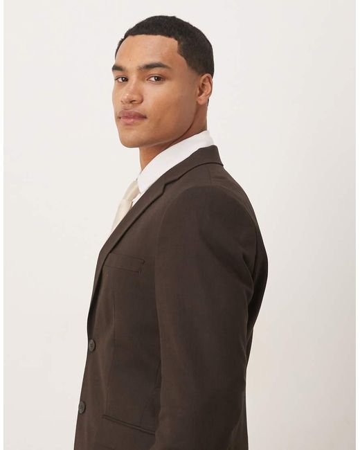 SELECTED Gray Wool Blend Slim Fit Blazer for men